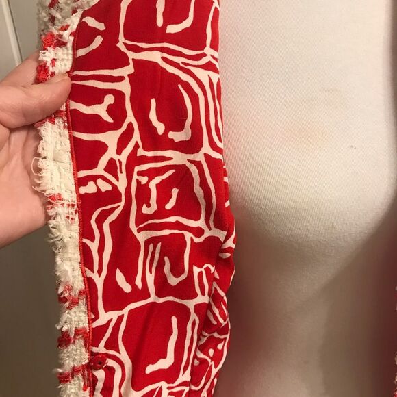 ESCADA Vintage Bouclé Cropped Red and White Bell Sleeve Blazer L/42 - Picture 10 of 13